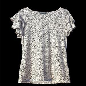 Adrianna Papell Speckled Cream Ruffle Tiered Sleeve Blouse - M